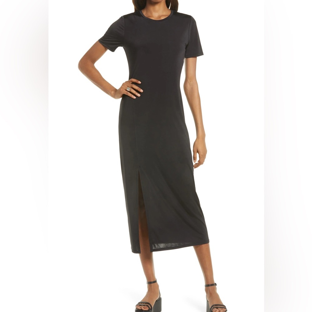 NWT Nordstrom Charles Henry Front Slit Midi T-Shirt Dress